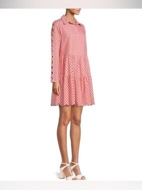 Antonio Melani Patricia Pink Eyelet Button Front Cotton Dress
